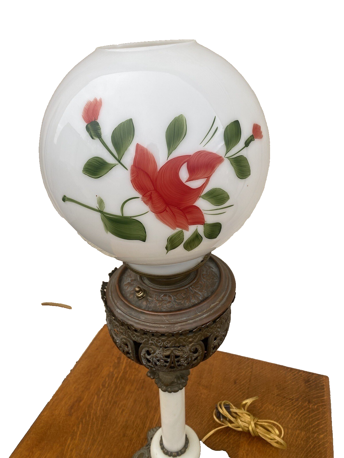 64951 Antique Victorian Oil Lamp with glass globe
