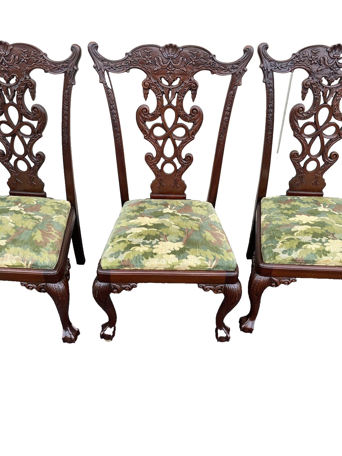 65650   Set of 8 Carved Mahogany Chippendale Dining Side Chair s