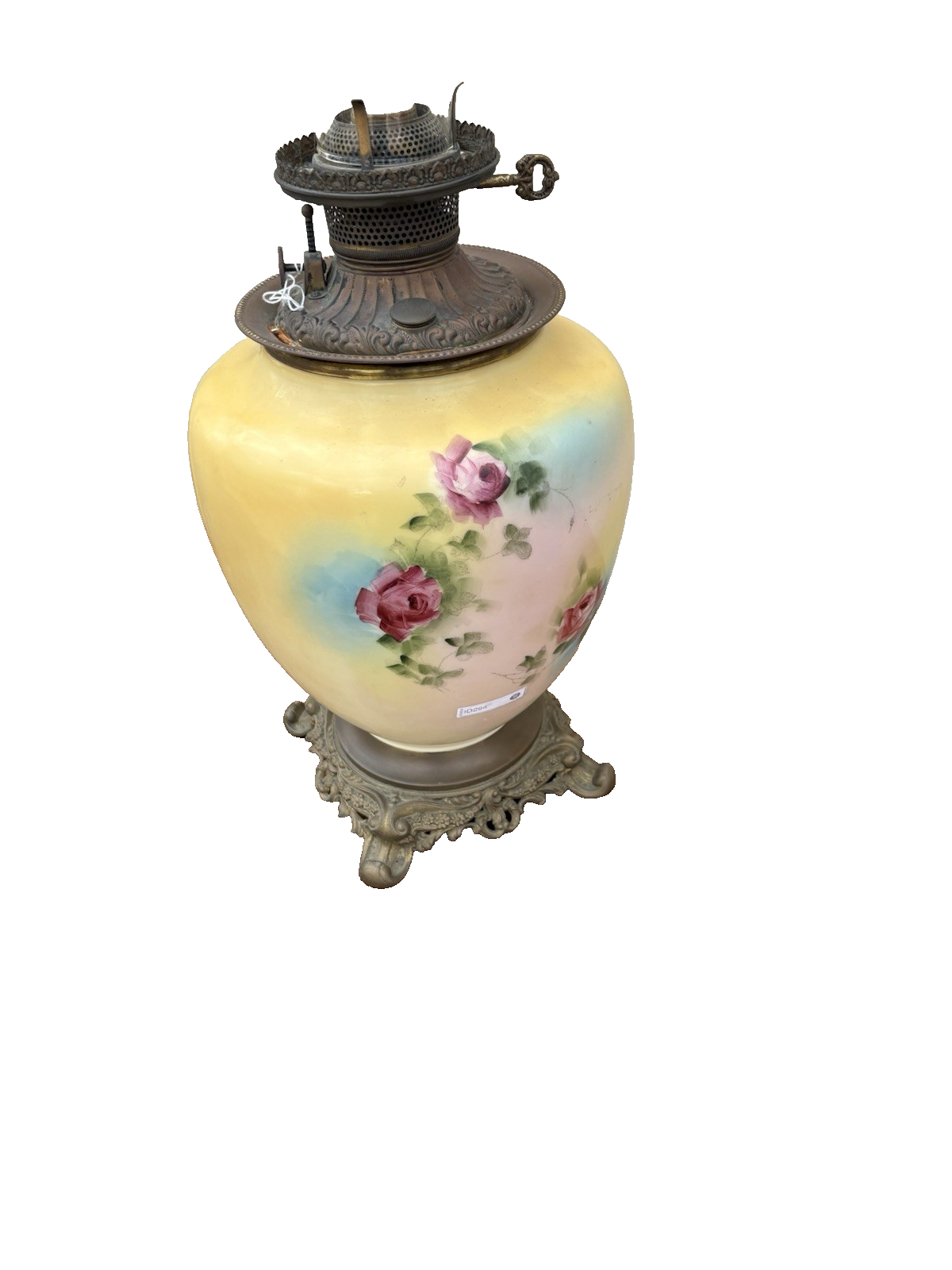 66593    Antique Victorian Gone With The Wind Electrified Oil Lamp