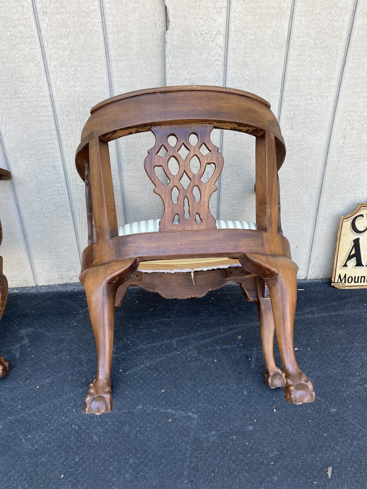65492 +  65504 :   Pair Solid Mahogany Hand Carved Armchairs Chair s