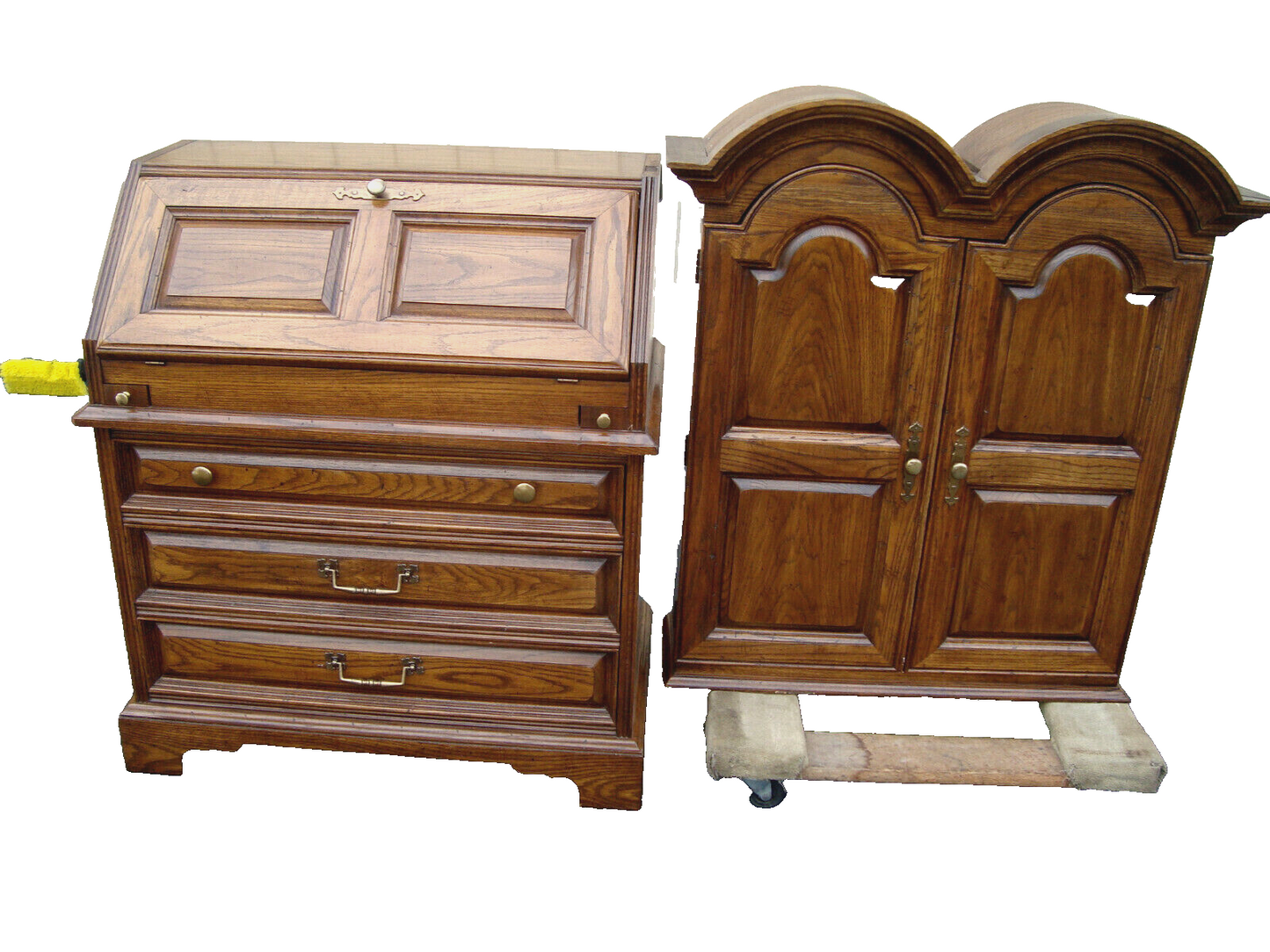 61765 Oak THOMASVILLE 2 Pc Secretary Desk w/ Bookcase Top