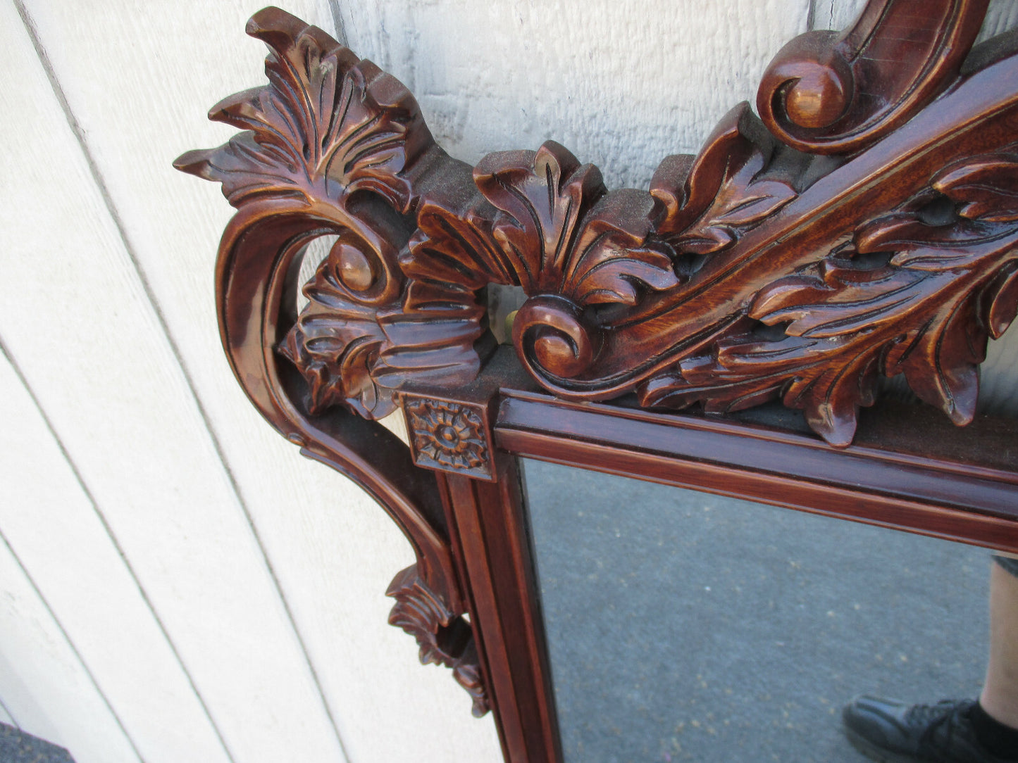 63093 Solid Mahogany French Carved Mirror in Fancy Picture Frame