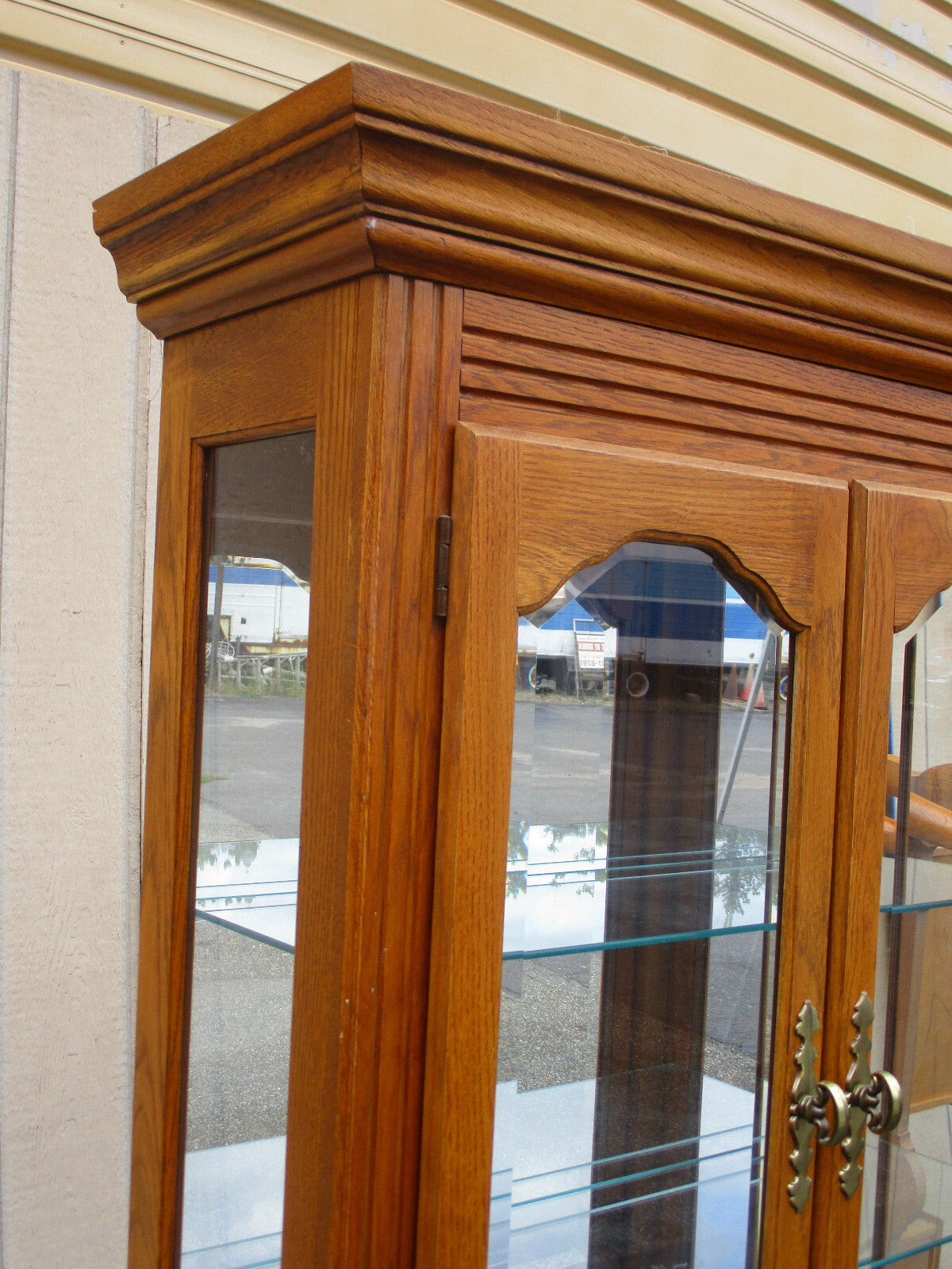 63691 Oak Curio China Cabinet With Light