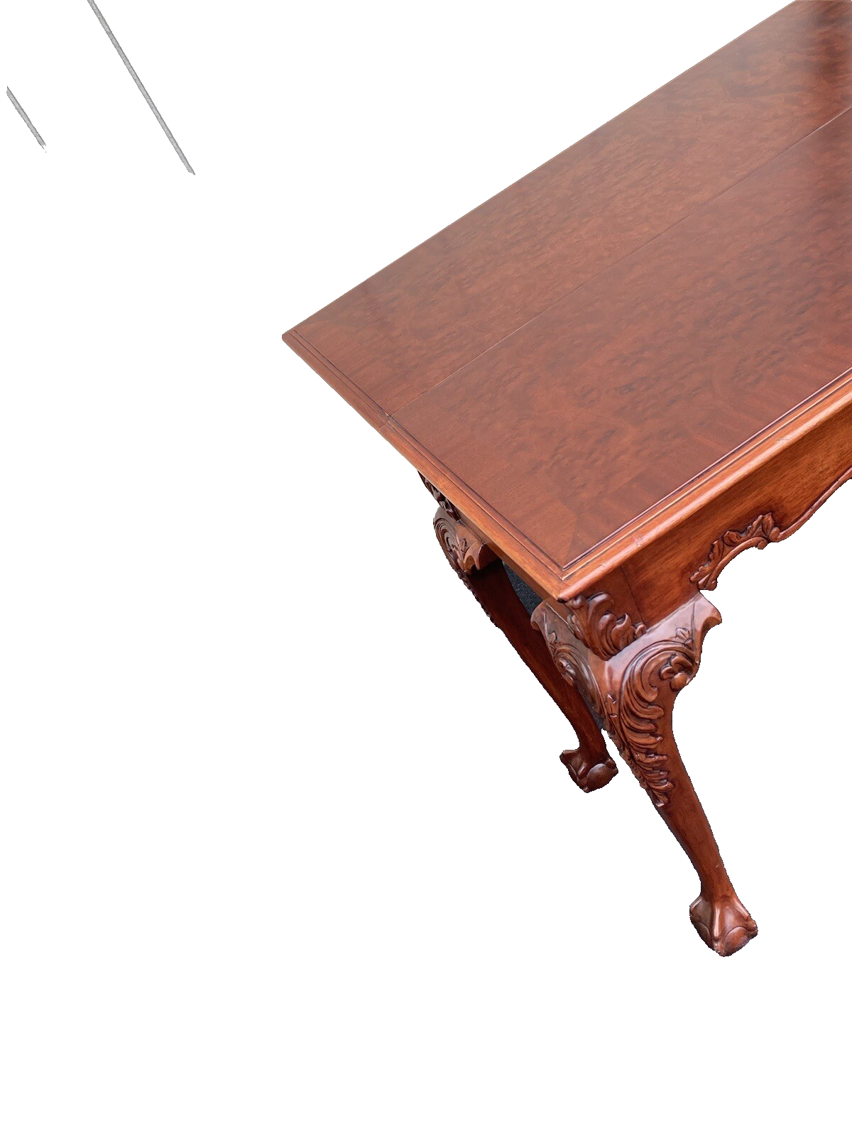 64531 Banded Mahogany  Ball And Claw Foot Carved Flip Top Game ? Dining  Table