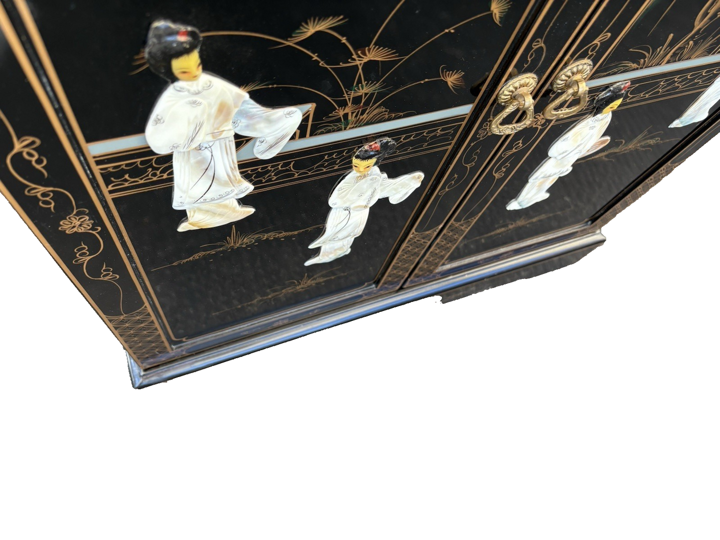 66705 Oriental Figural Storage Cabinet Server Sideboard with Drawer