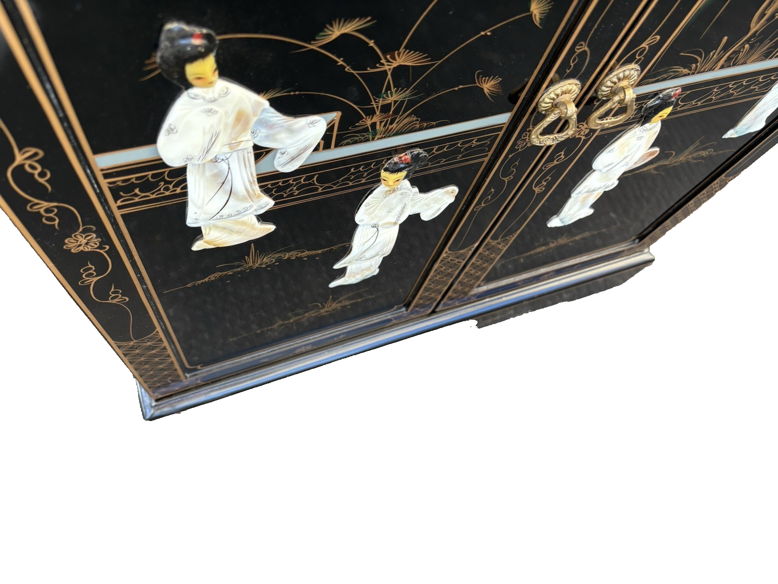 66705 Oriental Figural Storage Cabinet Server Sideboard with Drawer