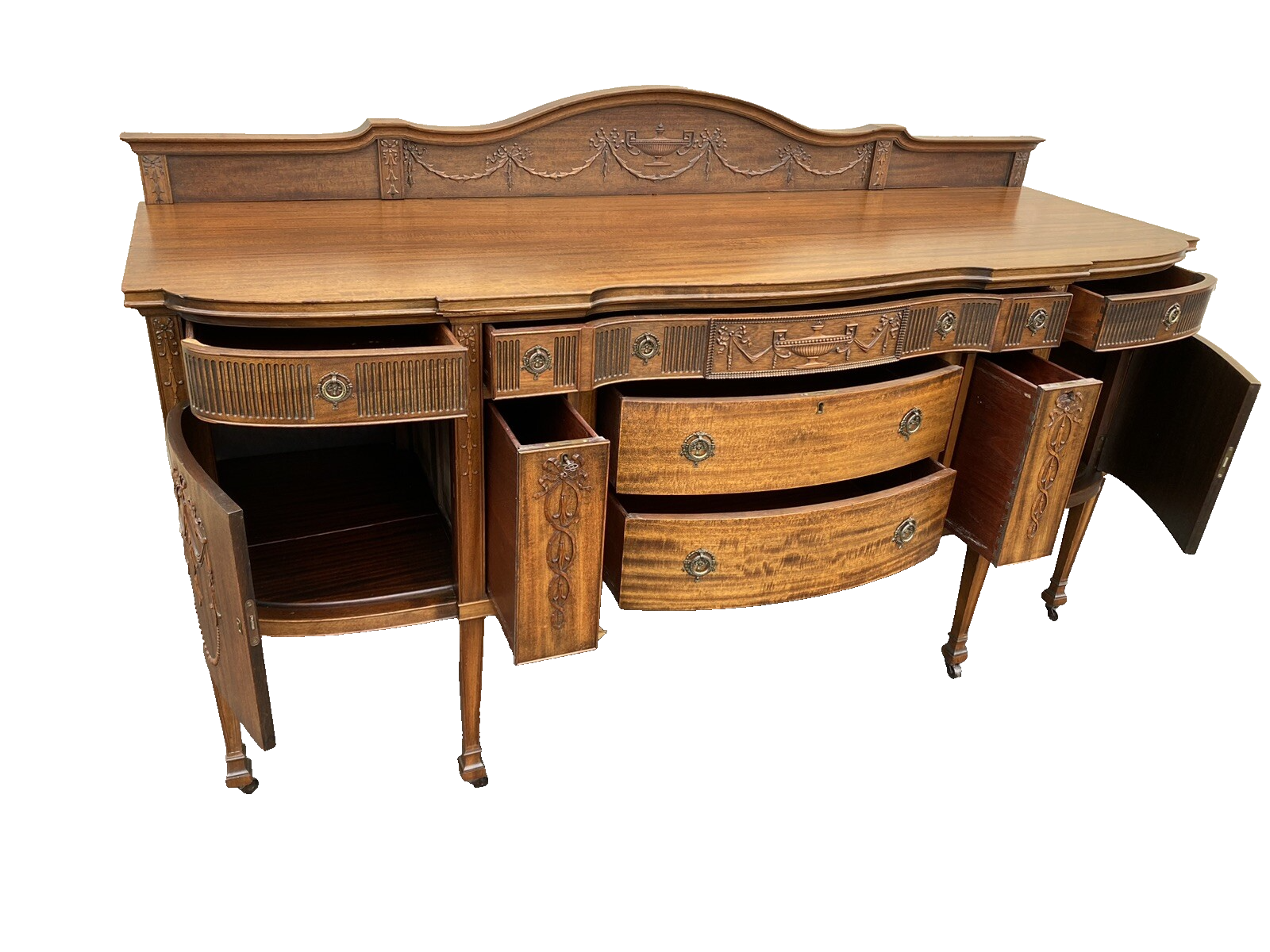 66104 Antique Mahogany Sideboard Server Buffet with WINE HOLDERS