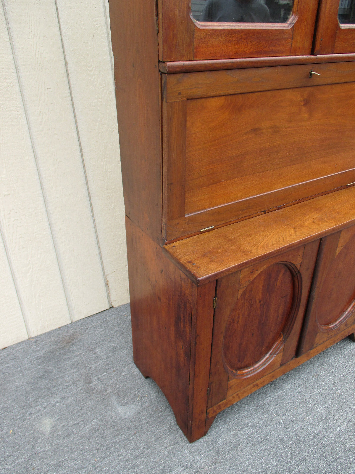 62385   Antique Victorian 2 pc Secretary Desk w/ Bookcase Top