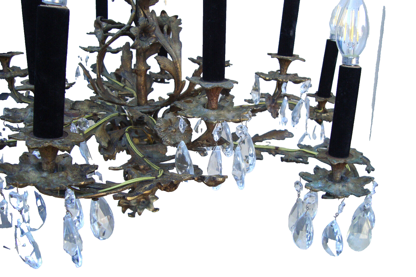 59685  BRONZE and Crystal Hanging Chandelier Light Fixture