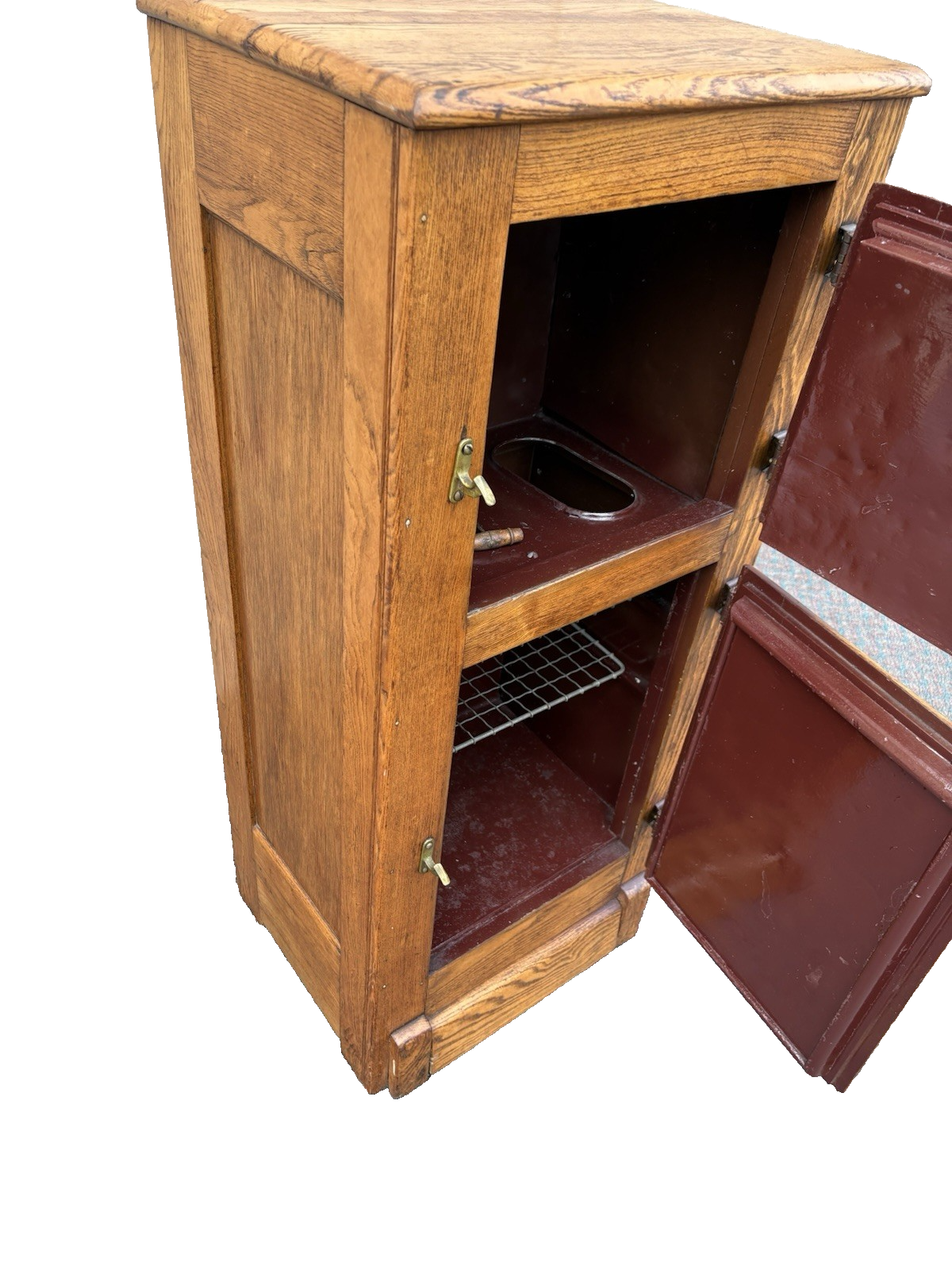 00001 Antique Victorian Oak 2 Door Ice Box Liquor Cabinet