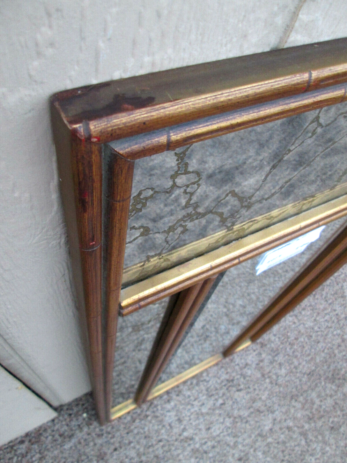 56014  Mid Century Modern Beveled Center Mirror Gold Intertwined mirrors