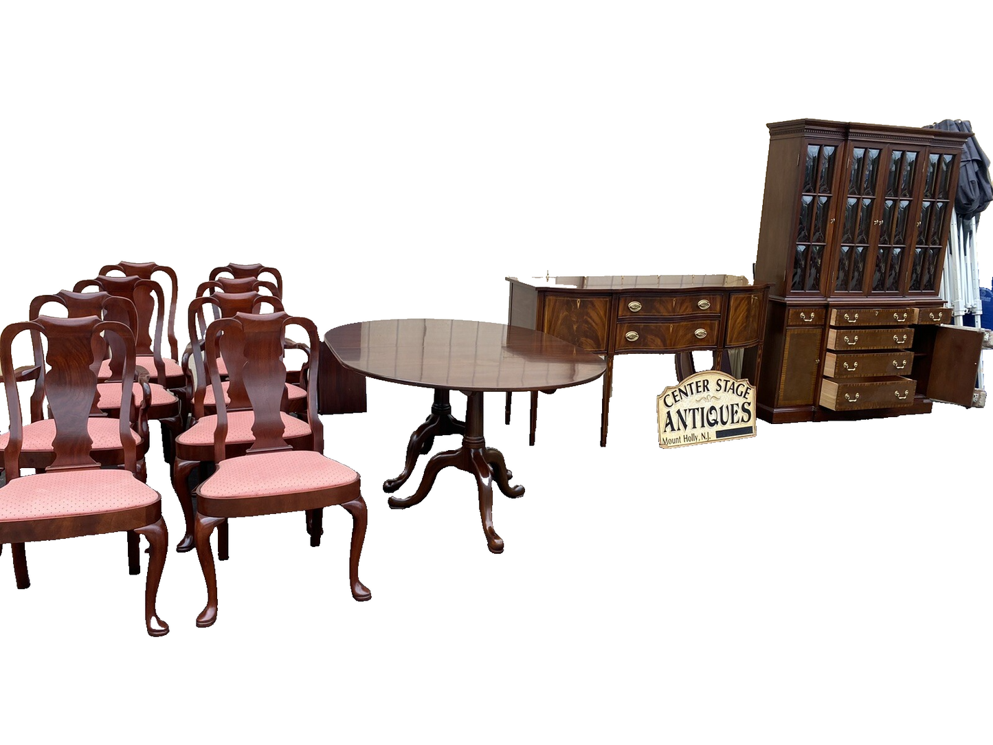 65837   Set of 8 Solid Mahogany Queen Anne Dining Chairs Chair s