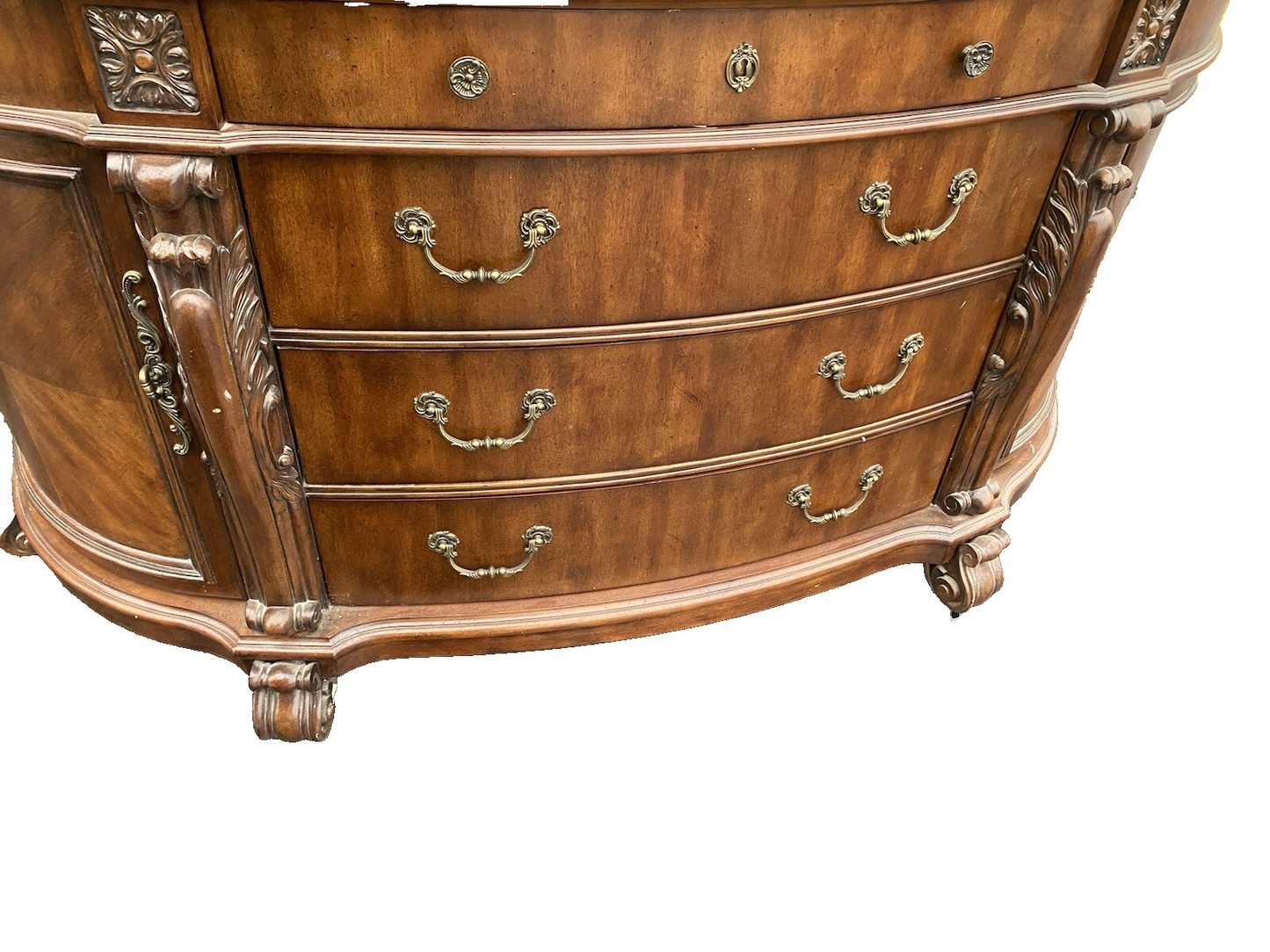 66397  Large Bow Glass PULASKI 2 Piece Curio Cabinet