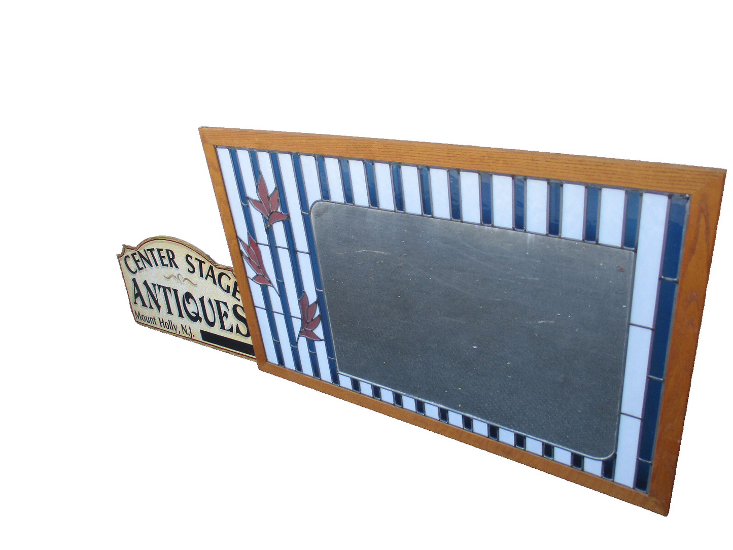 64355 Large Stain Glass Window with Mirror