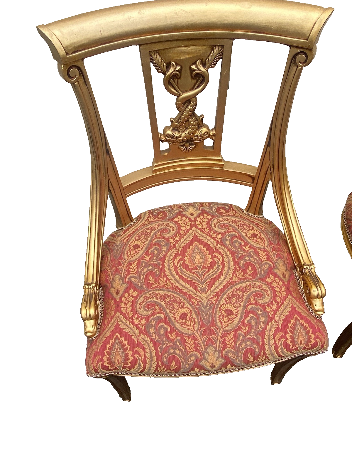 66455  Pair Custom Hand Made Decorator Chair s with Fish Figures.