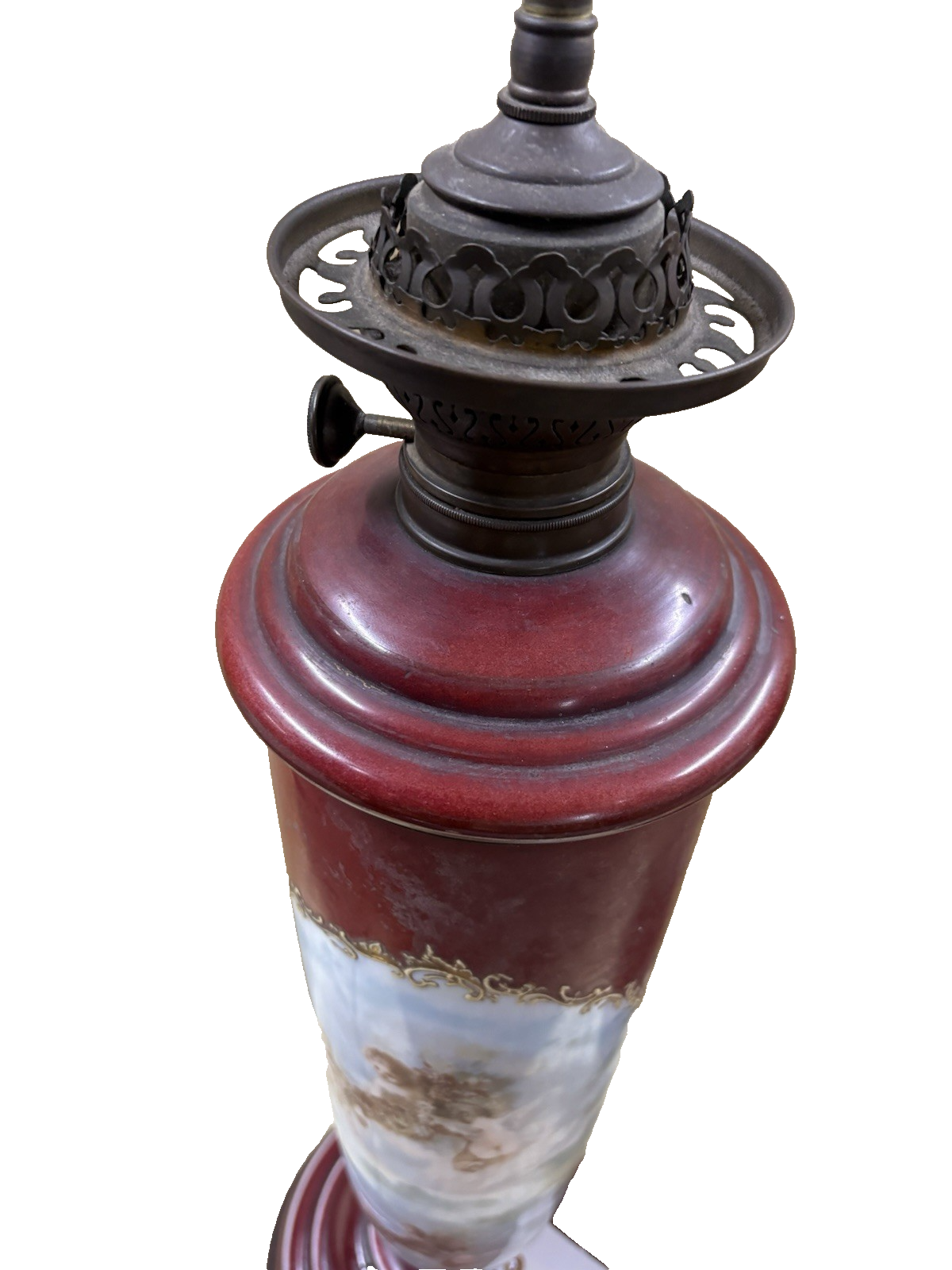 65041 Pair Antique Porcelaine Table Lamps with Cherubs