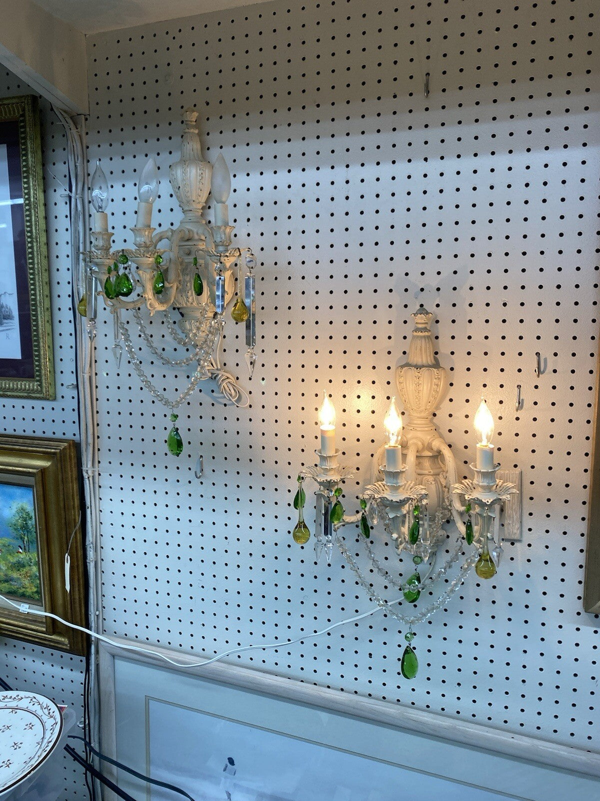 65885 Pair Decorator Wall Sconces Lights w/ Prisms