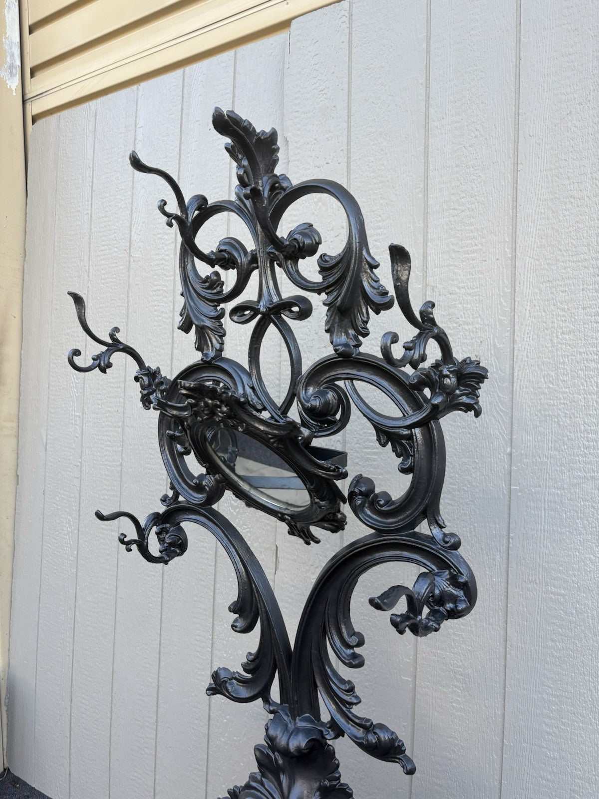 67150 Antique Victorian Cast iron Hat Rall With Mirror and Umbrella holders