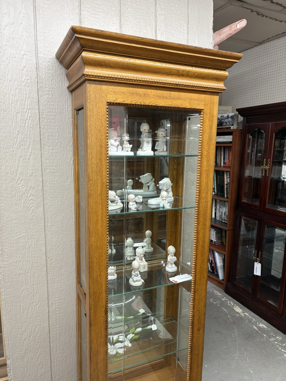 62458 Etched Glass Oak Curio China Cabinet