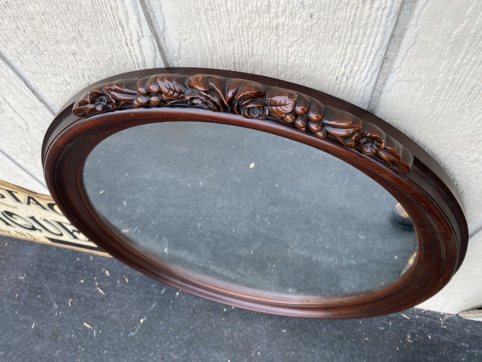 65177 Solid Mahogany Hand Made Oval Mirror
