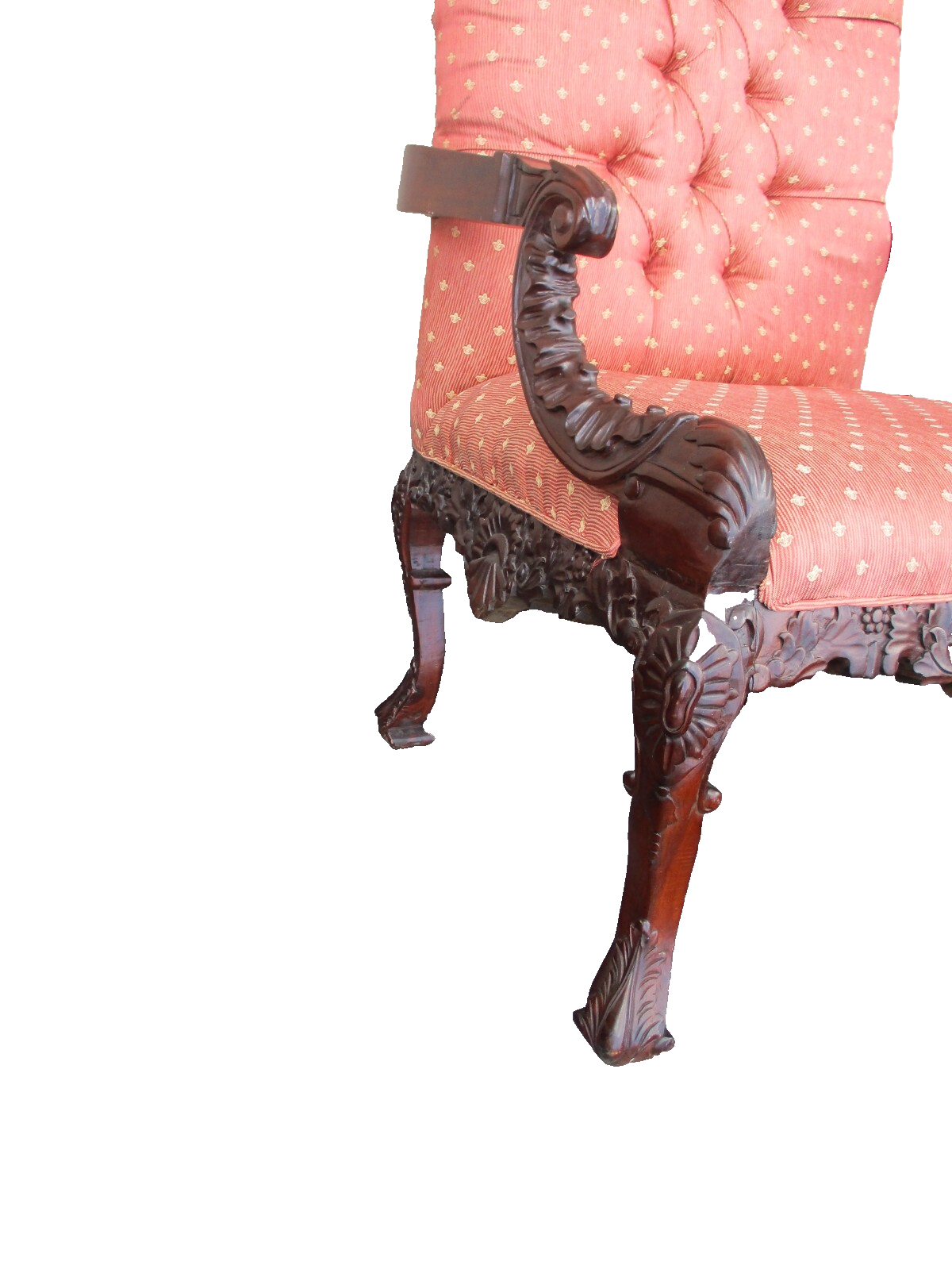 63553 Pair Solid Mahogany Armchair Bergere Chairs