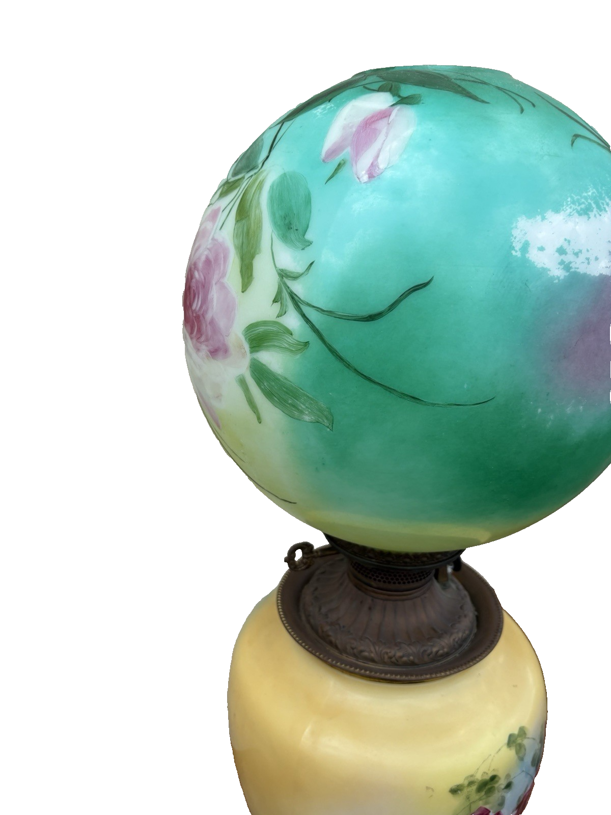 66593    Antique Victorian Gone With The Wind Electrified Oil Lamp