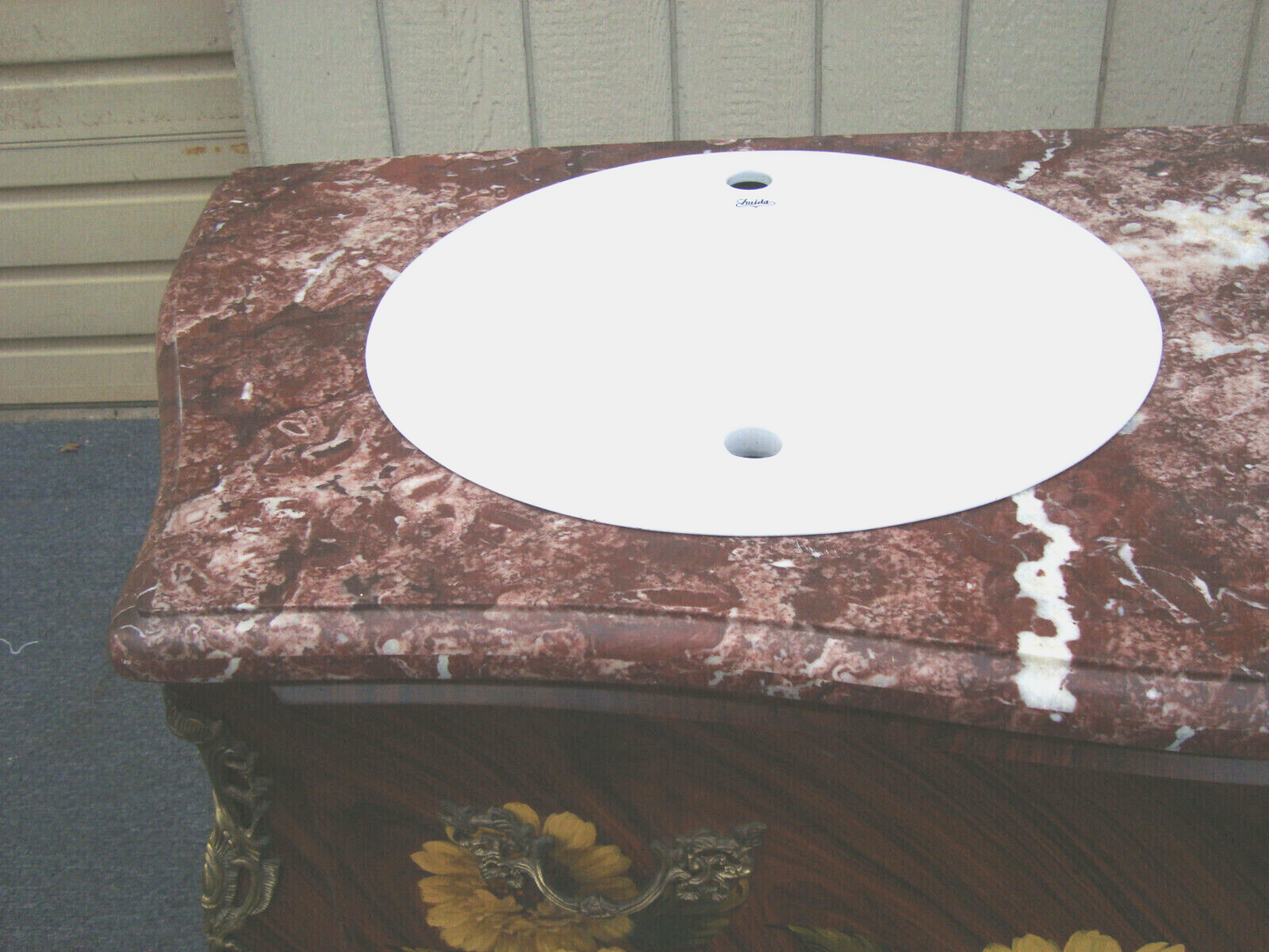 61625 Hand Painted Decorator Bathroom  Double Sink Cabinet