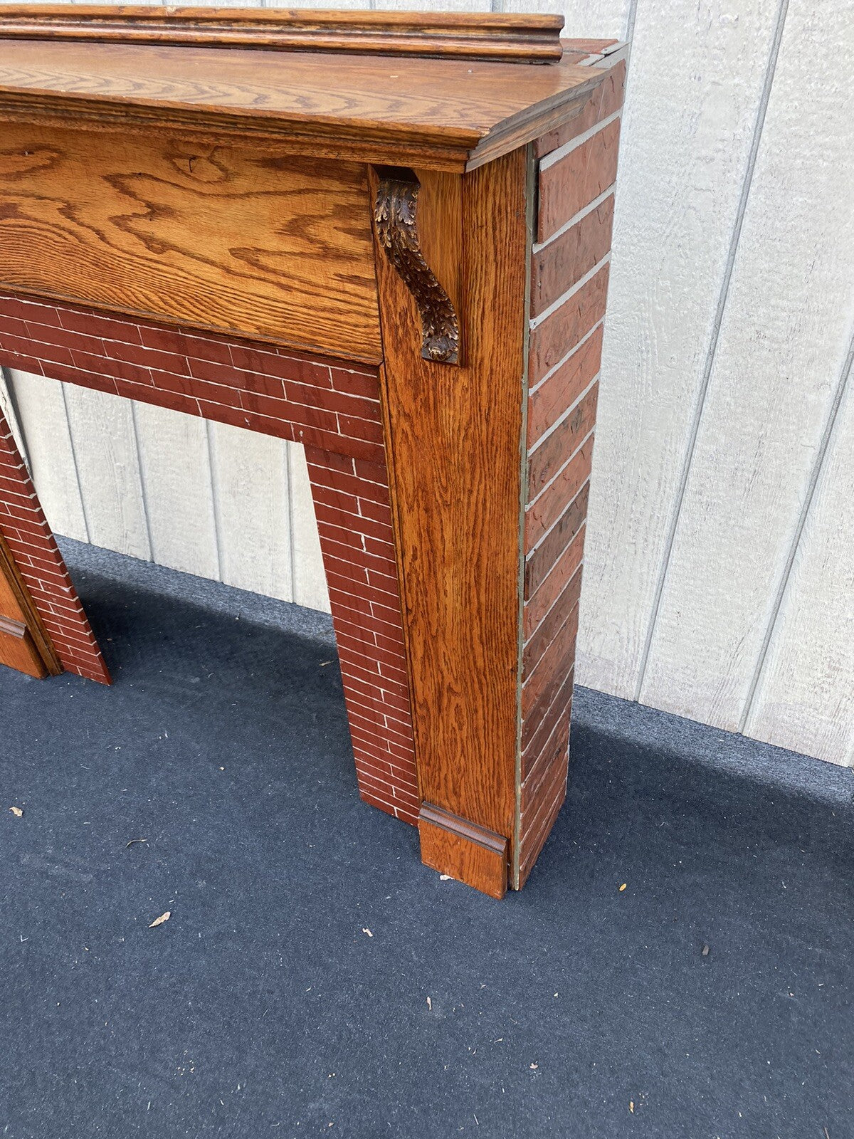 65926   Oak Fireplace Mantle with Brick Face Applied
