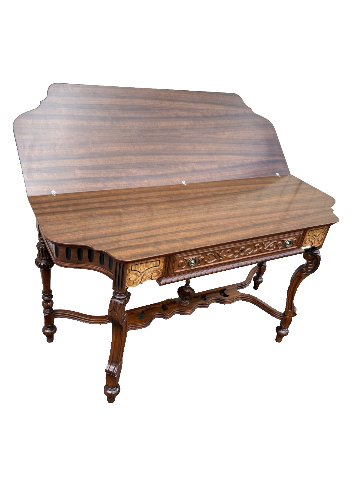 66885   Inlaid Antique Flip Top Sideboard Dining Table with Drawer