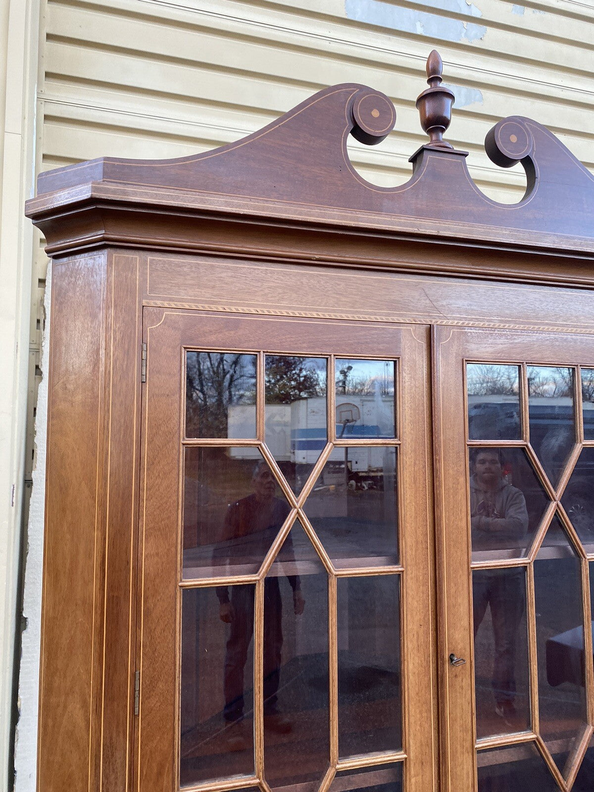 66078 Custom Hand Made Inlaid Corner China Cabinet