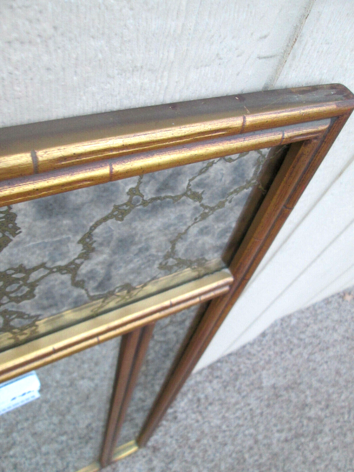 56014  Mid Century Modern Beveled Center Mirror Gold Intertwined mirrors
