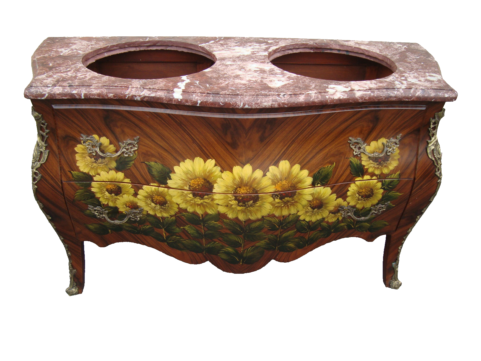 61625 Hand Painted Decorator Bathroom  Double Sink Cabinet