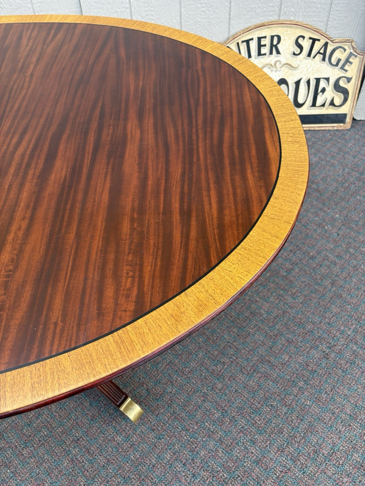66975 Oval Mahogany Banded  Dining Table with 2 - 11" wide leafs