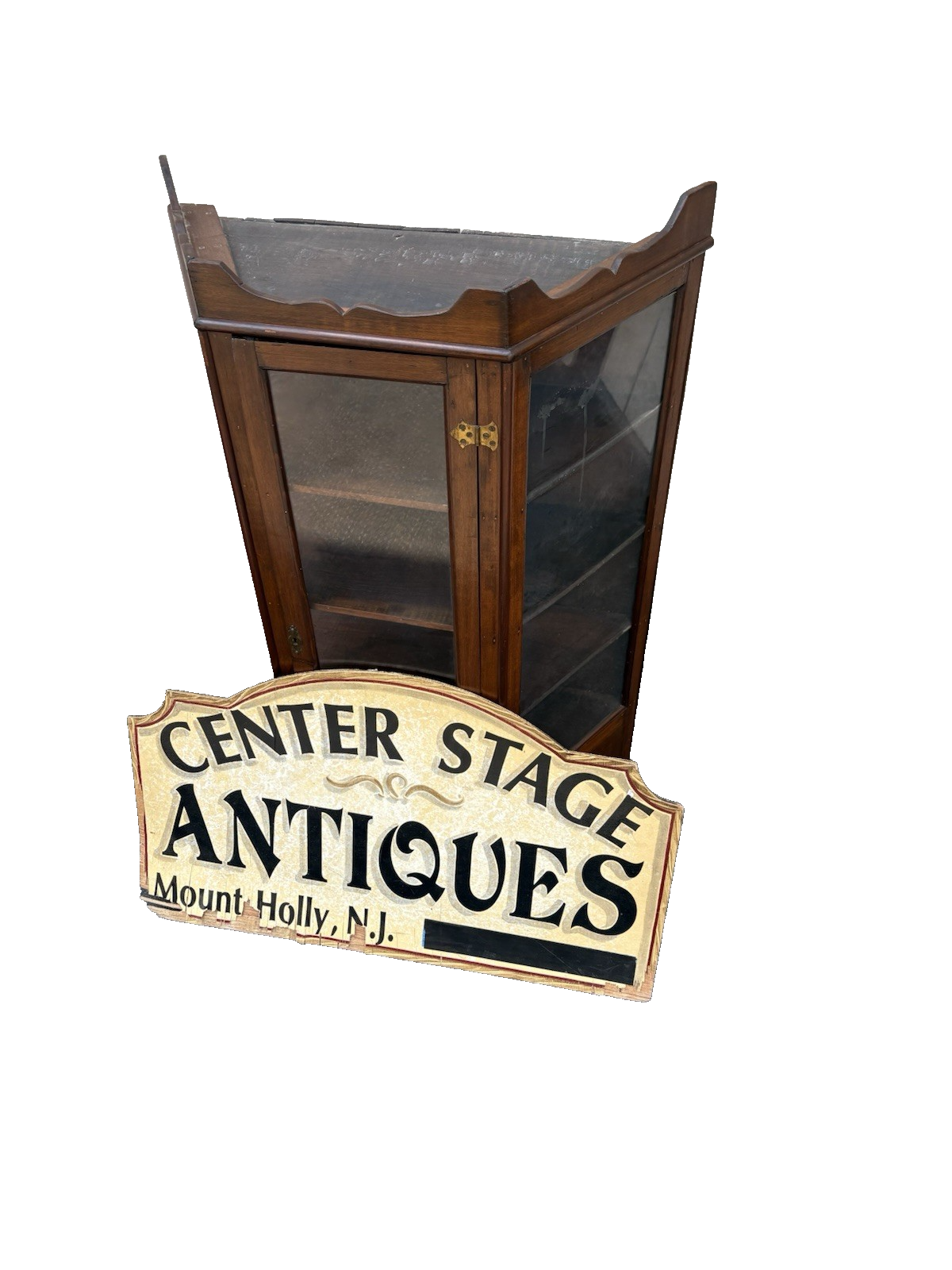 66800   Antique Victorian Walnut Whatnot Wall Curio Shelf with Drawer