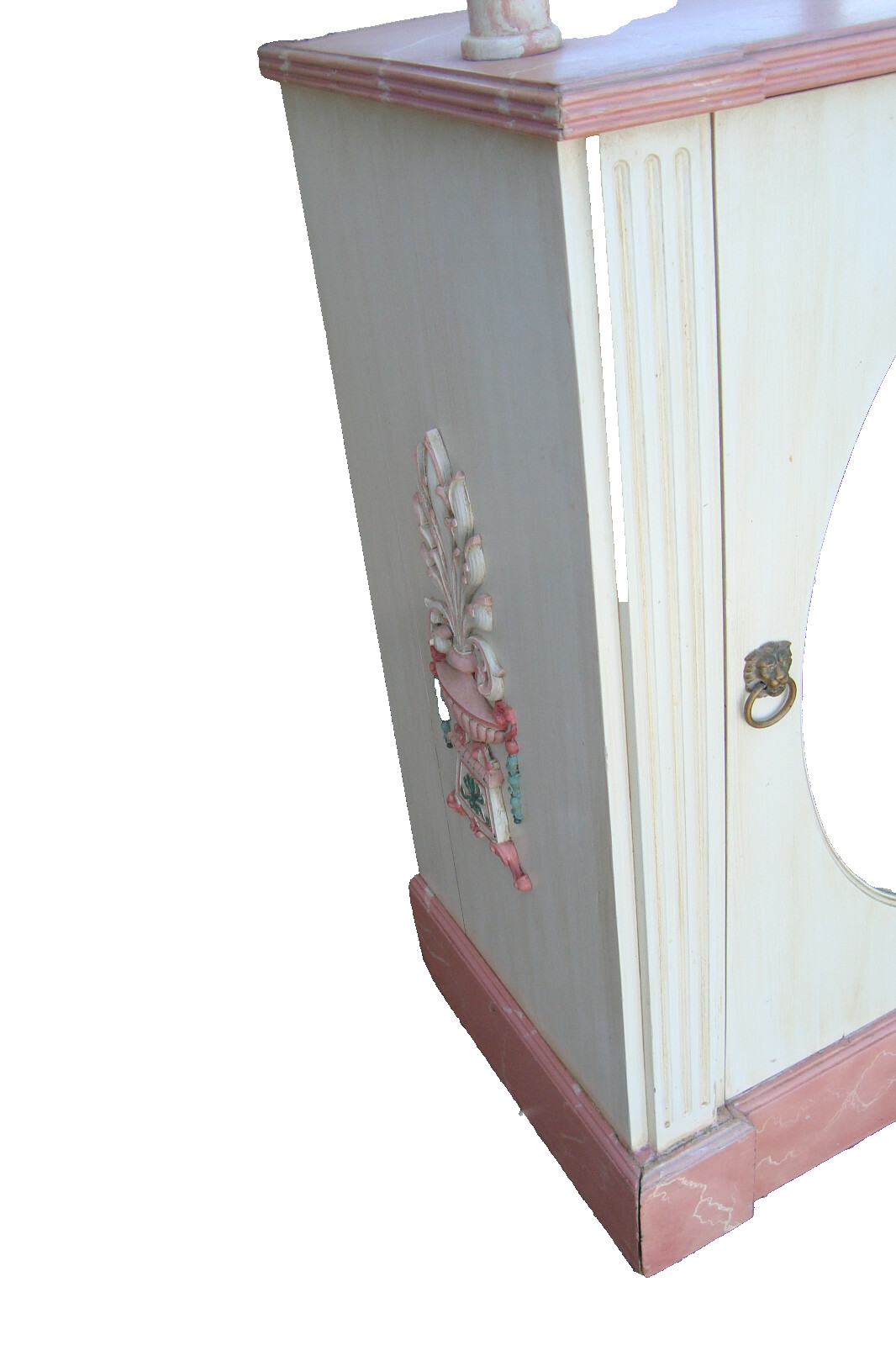 57980 Custom Faux Painted Wood Bookcase Curio Cabinet with Mirror