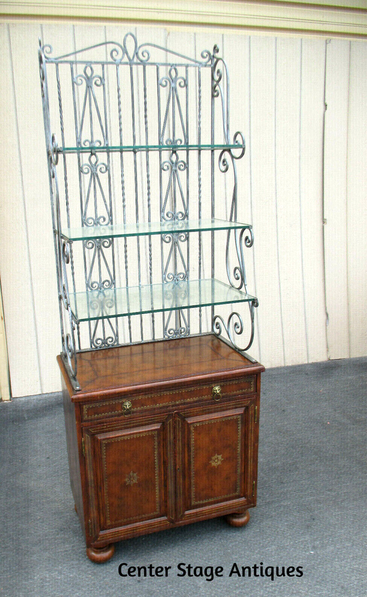 63008 Wrought Iron Bakers Rack Kitchen Cabinet Curio Etergie