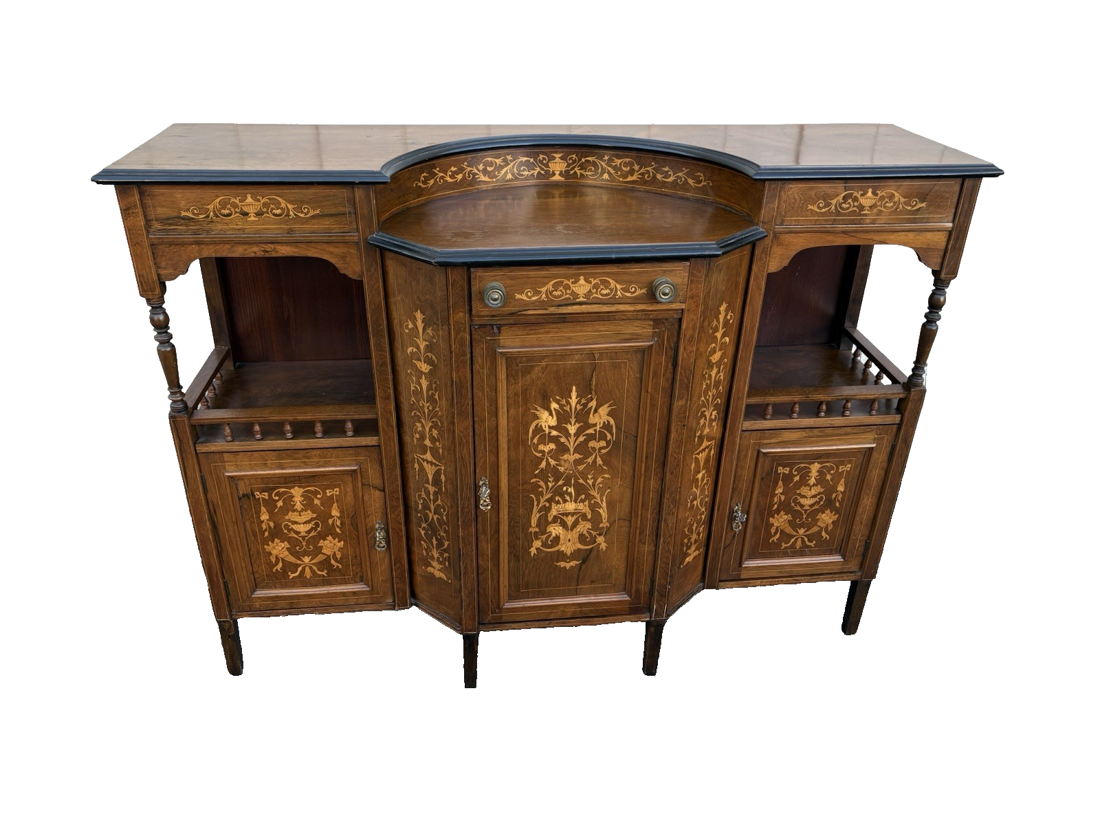 67017 Inlaid Victorian Buffet Sideboard Server Cabinet