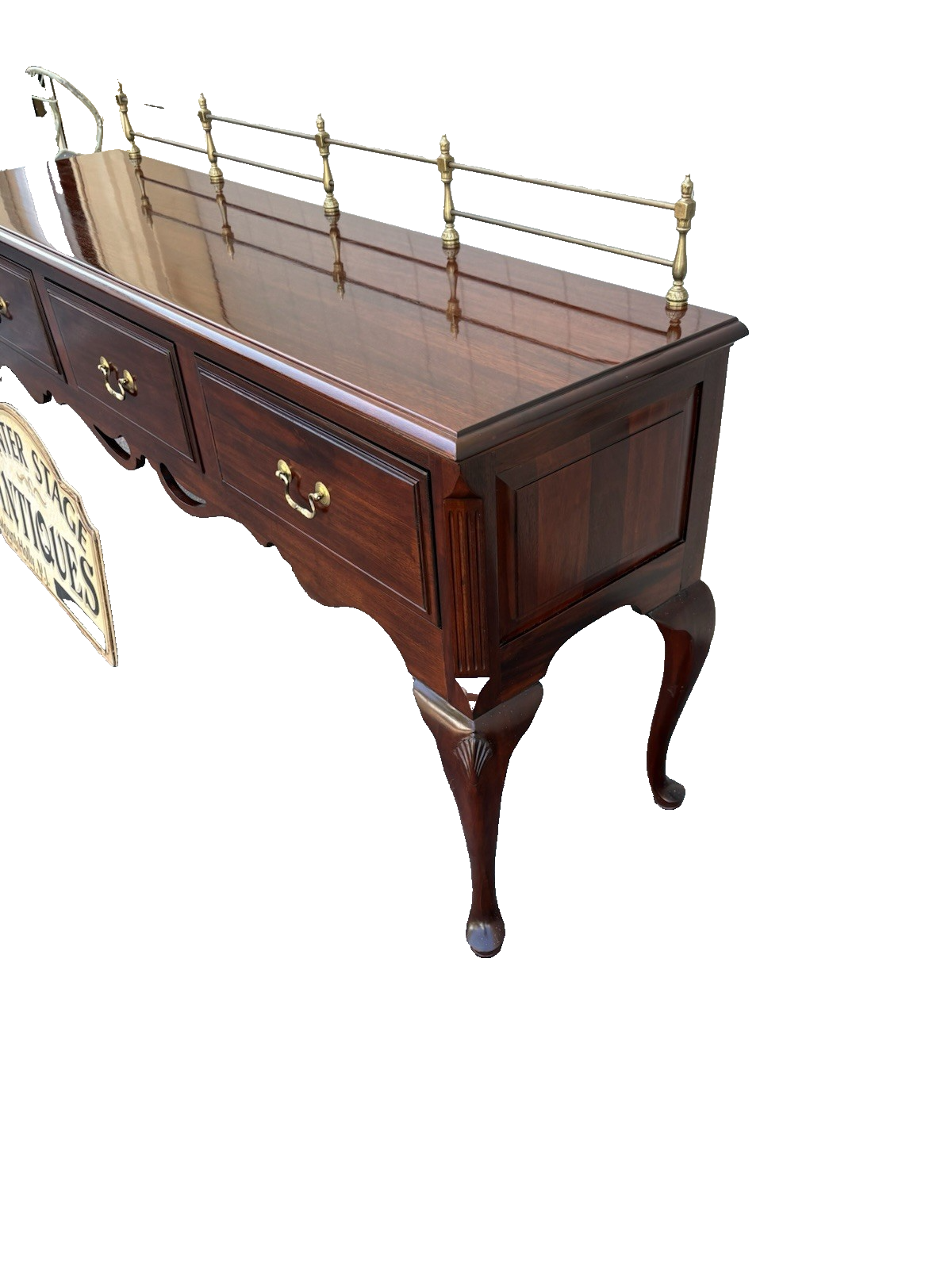 66972   Davis Furniture Buffet Sideboard Server Cabinet with Brass Gallery