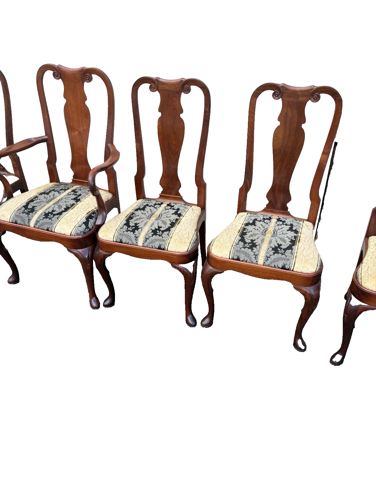 66643  Set of 6 Solid Mahogany Queen Anne Dining Chair s