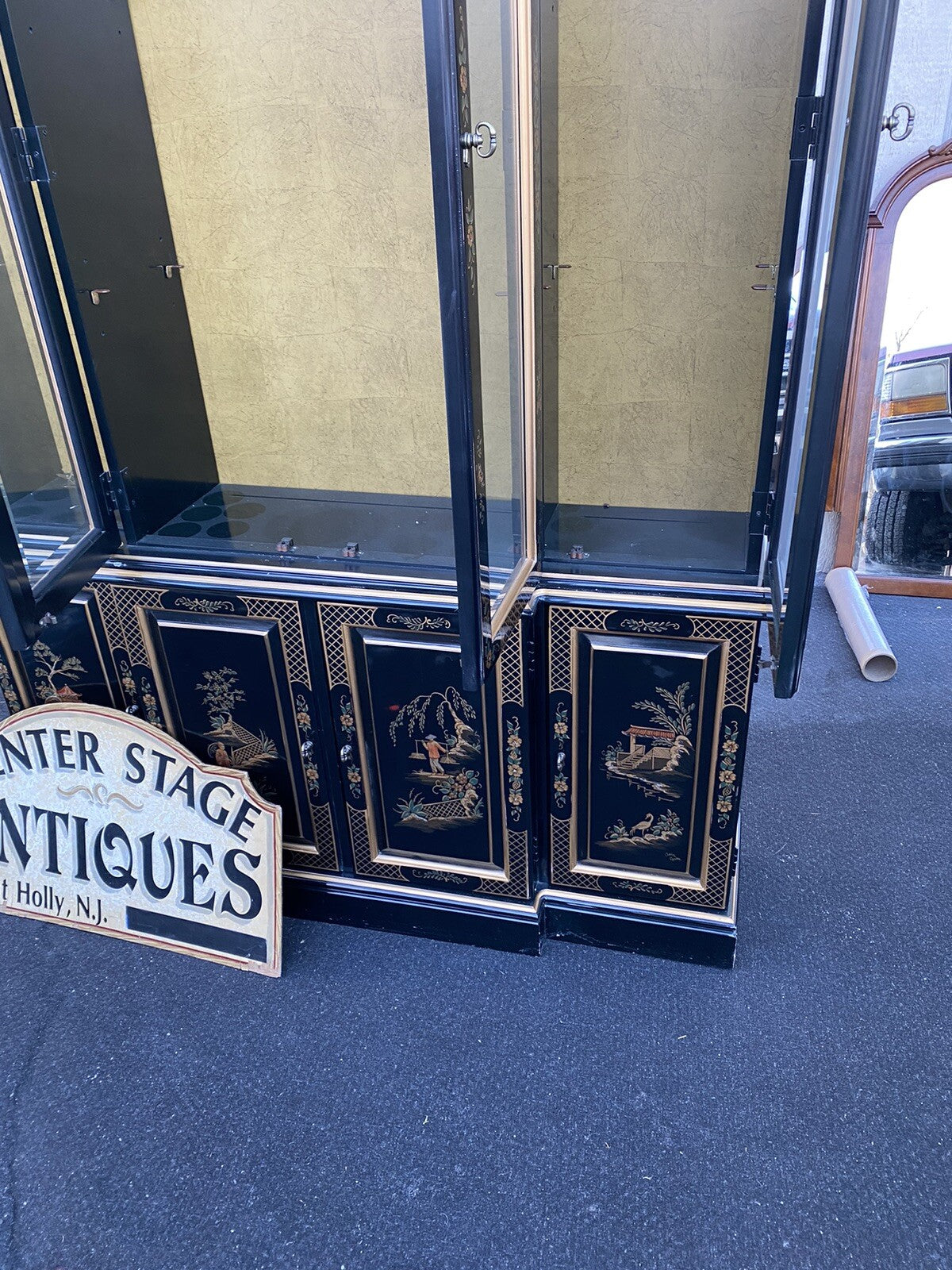 66268  ETHAN ALLEN Oriental Breakfront Curio Cabinet