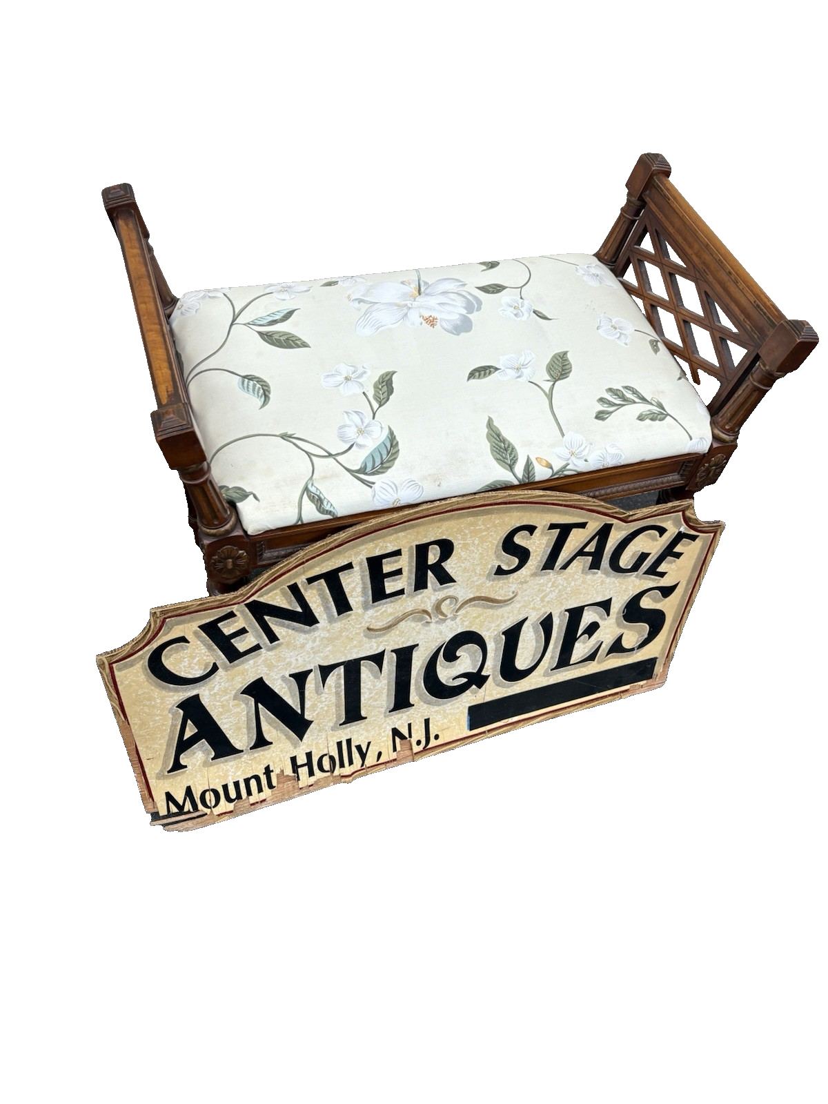 66887   Decorator Mahogany Vanity Bench Stool  XX