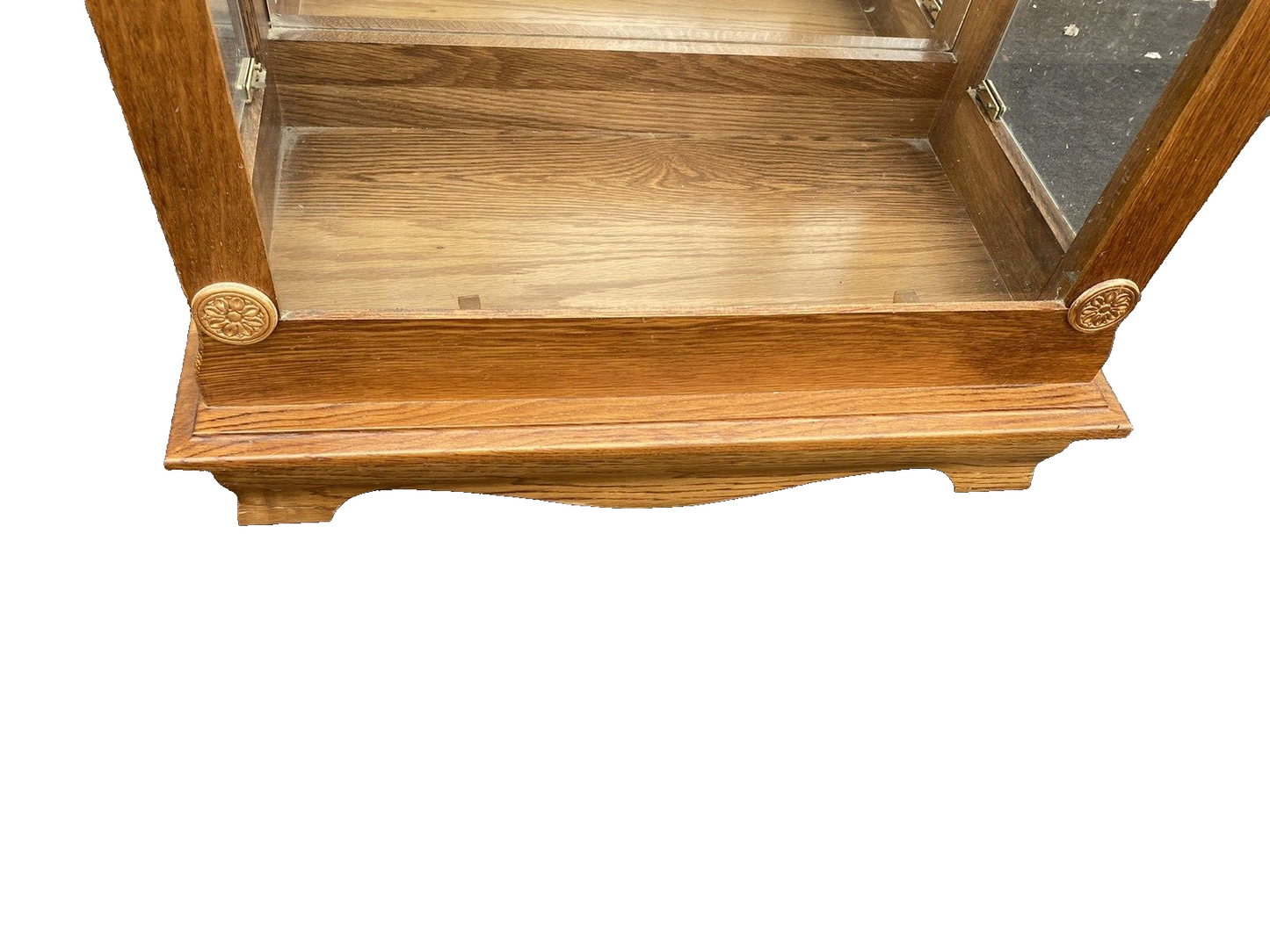 65590     PAIR   of    Matching    Oak Curio China Cabinets