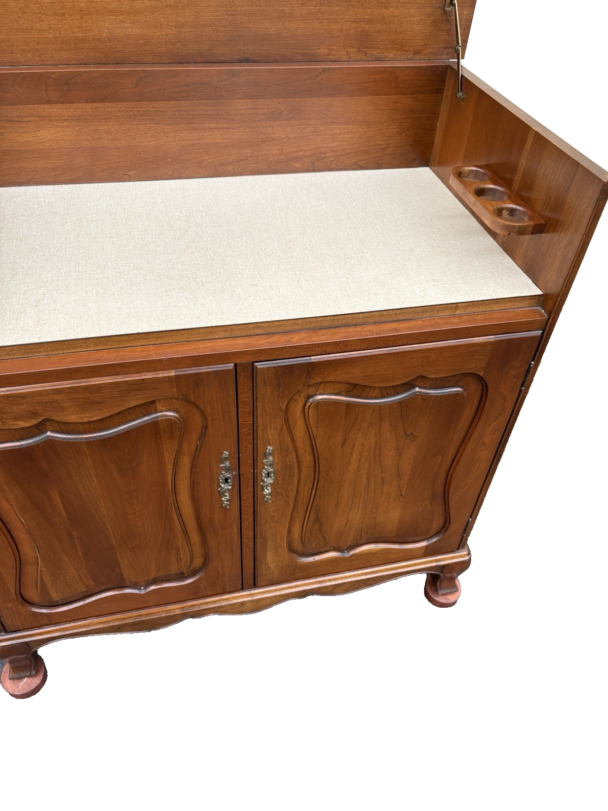 66666 Cherry Lift Top Bar Cart Server Liquor Cabinet
