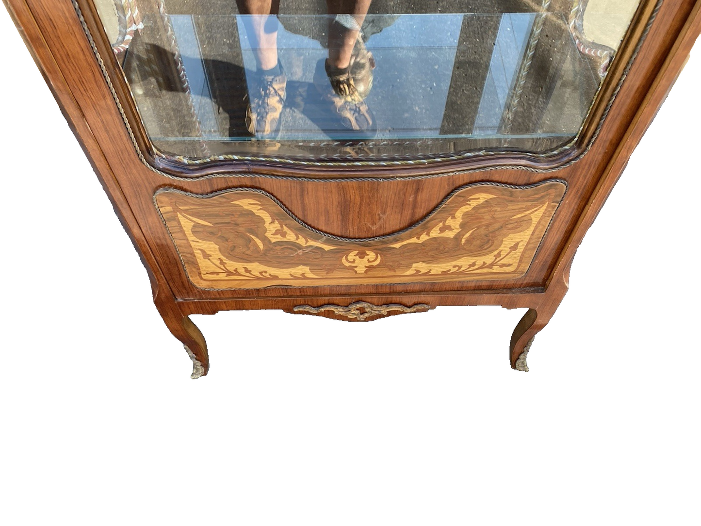 62143 Louis XV Inlaid Curio China Cabinet with Plate glass shelves