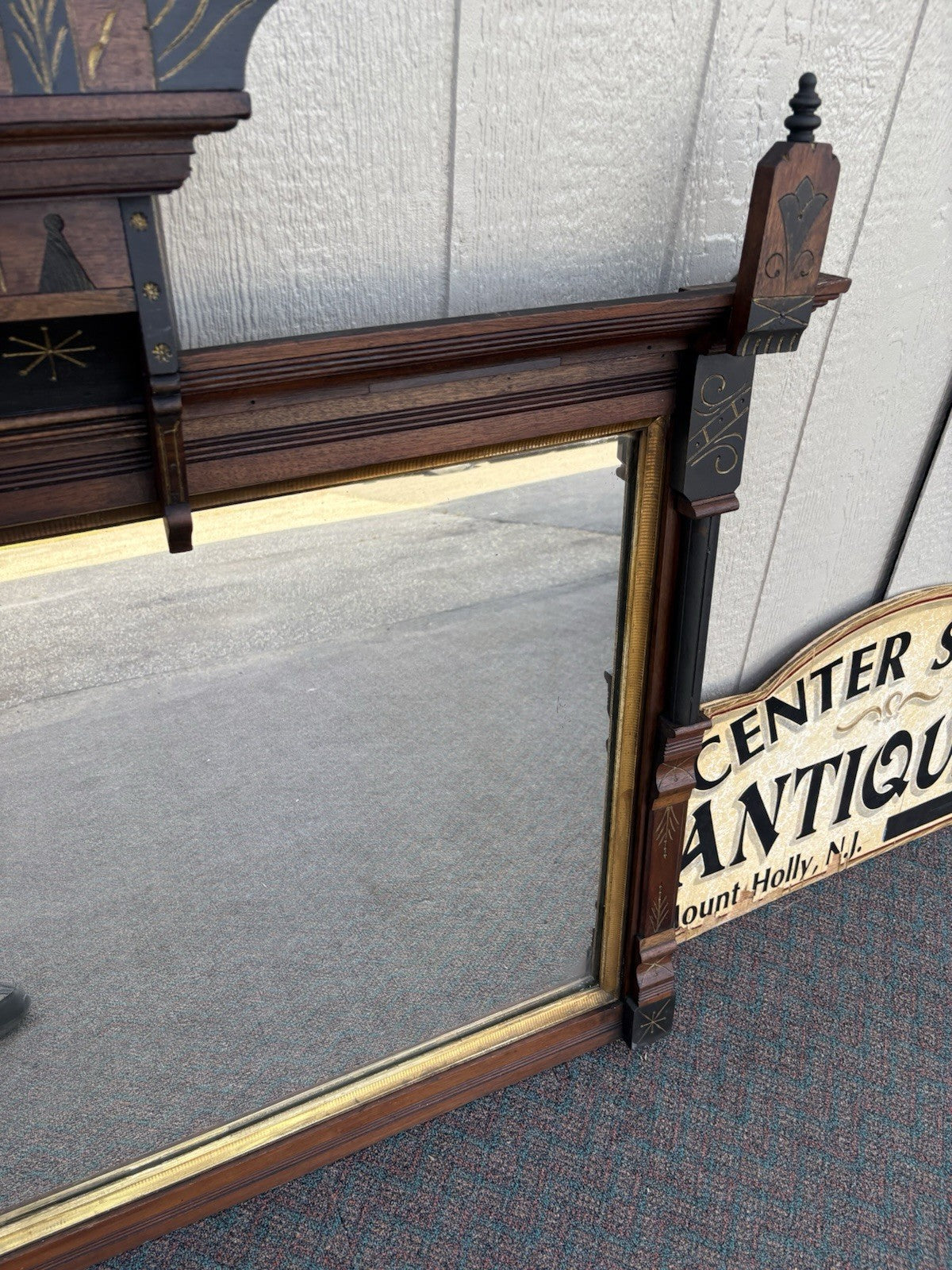 66967 Antique Victorian Walnut Mirror