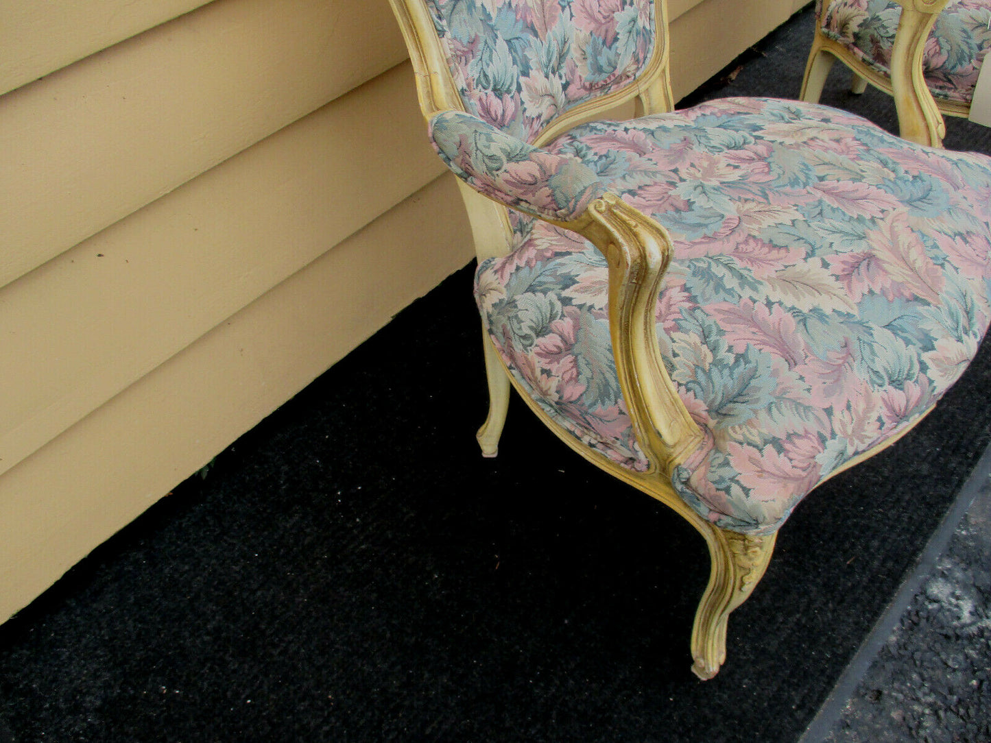 50924 Pair French Country Style Bergere Armchair Chairs 