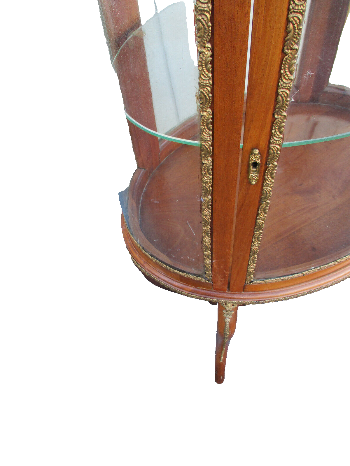 62883 Antique Bow Glass Curio Cabinet Louis XV
