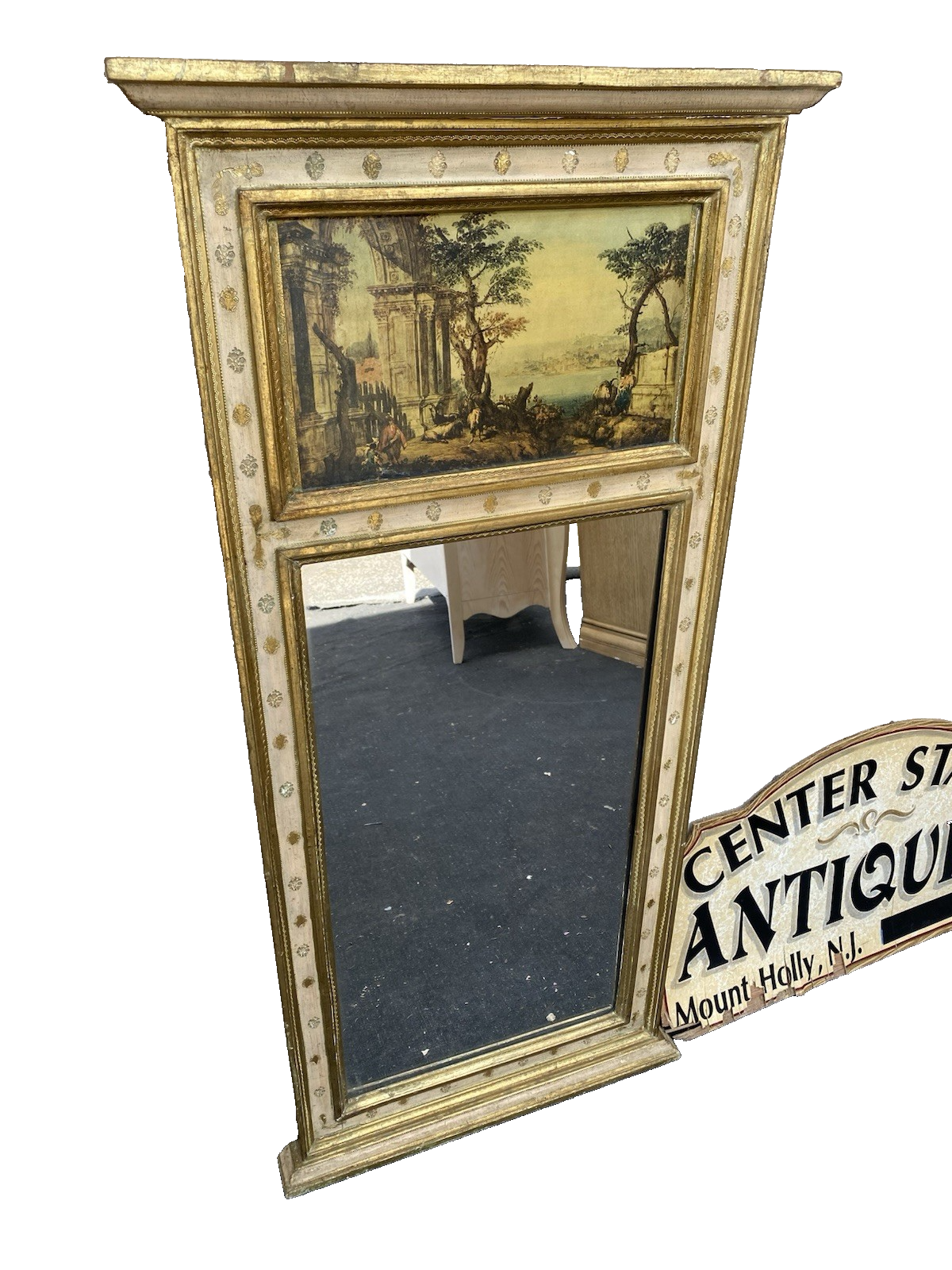 66618 LaBarge Decorator Mirror with French Scene on the top