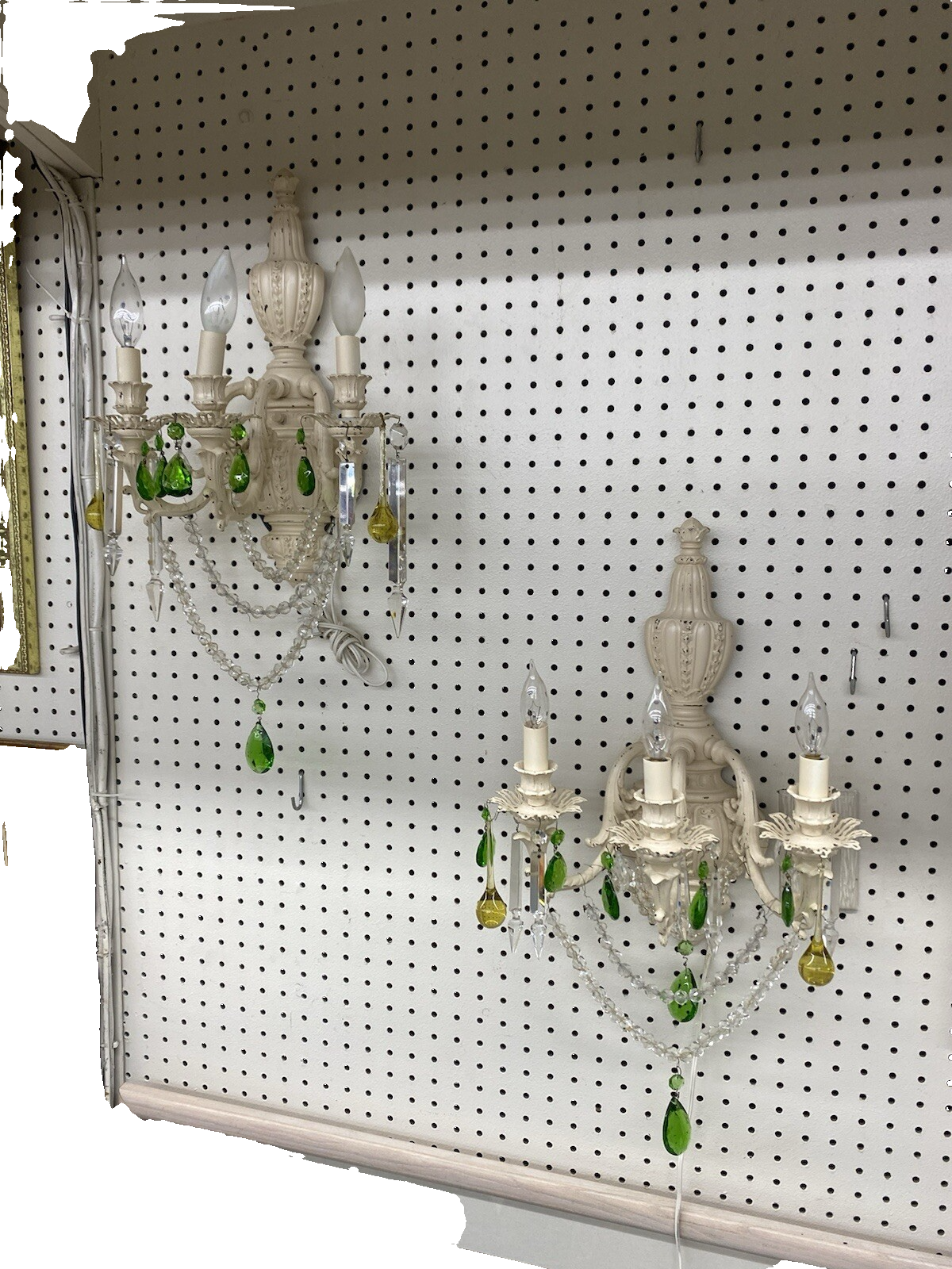 65885 Pair Decorator Wall Sconces Lights w/ Prisms