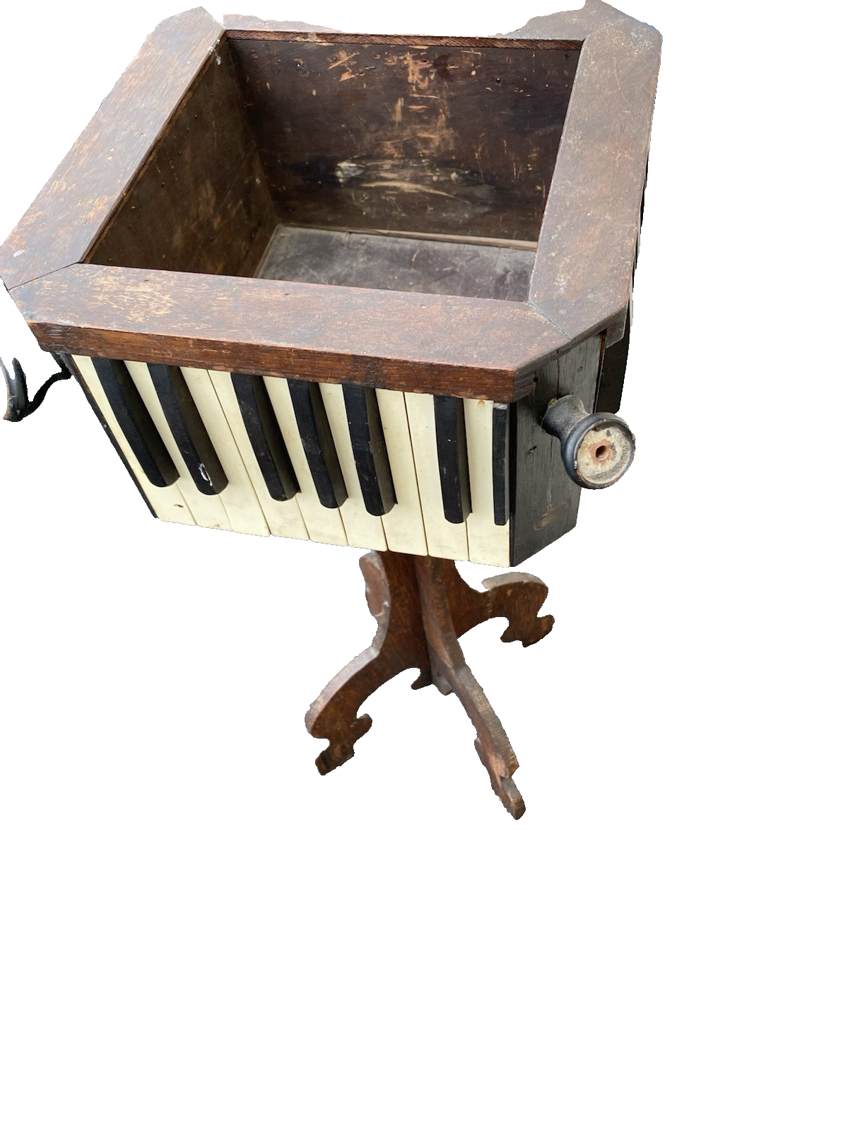 66597  Antique Folk Art Planter with Piano Key Design